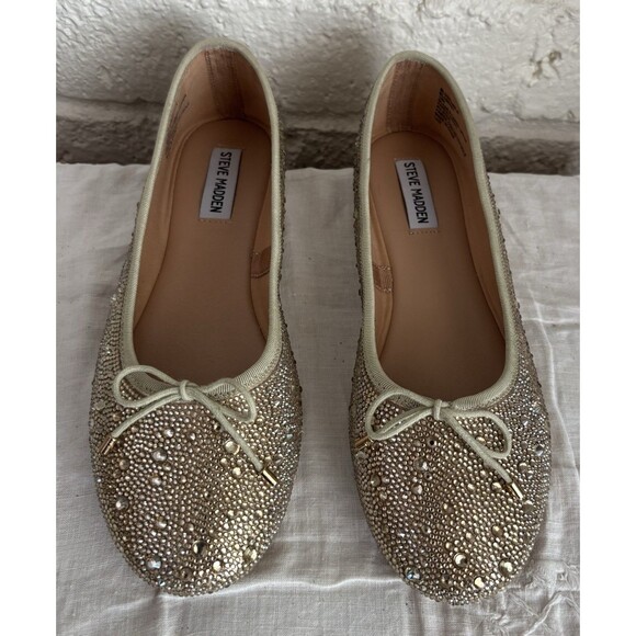 Steve Madden Blossoms Rhinestone Ballet Flats Women's Size 10 Gold Blossoms - Picture 1 of 10